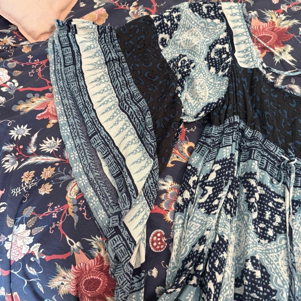 Free People Heart of Gold Dress in Blue Paisley Combo size XS - Picture 10 of 15